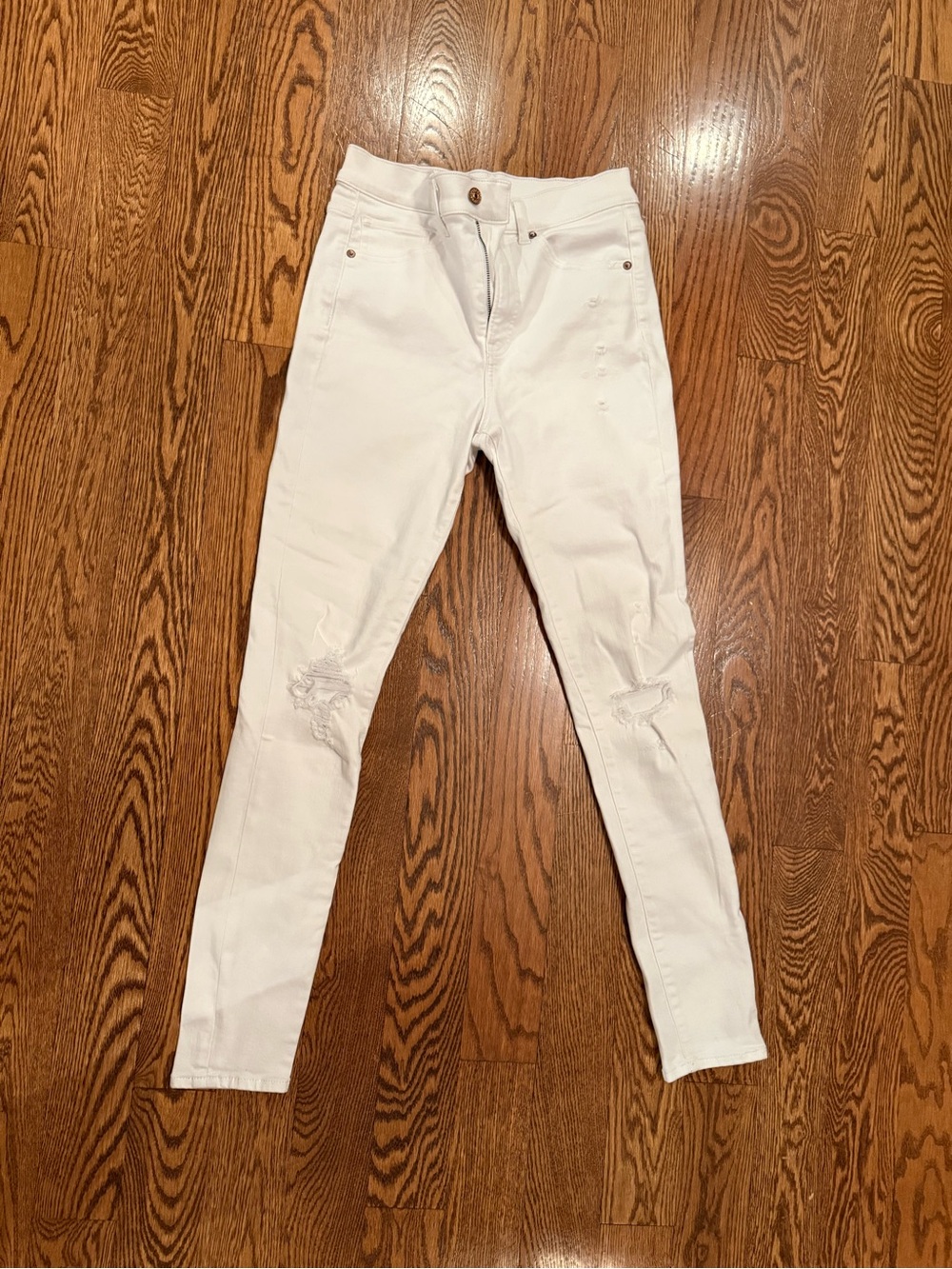 Express White Distressed Skinny Jeans